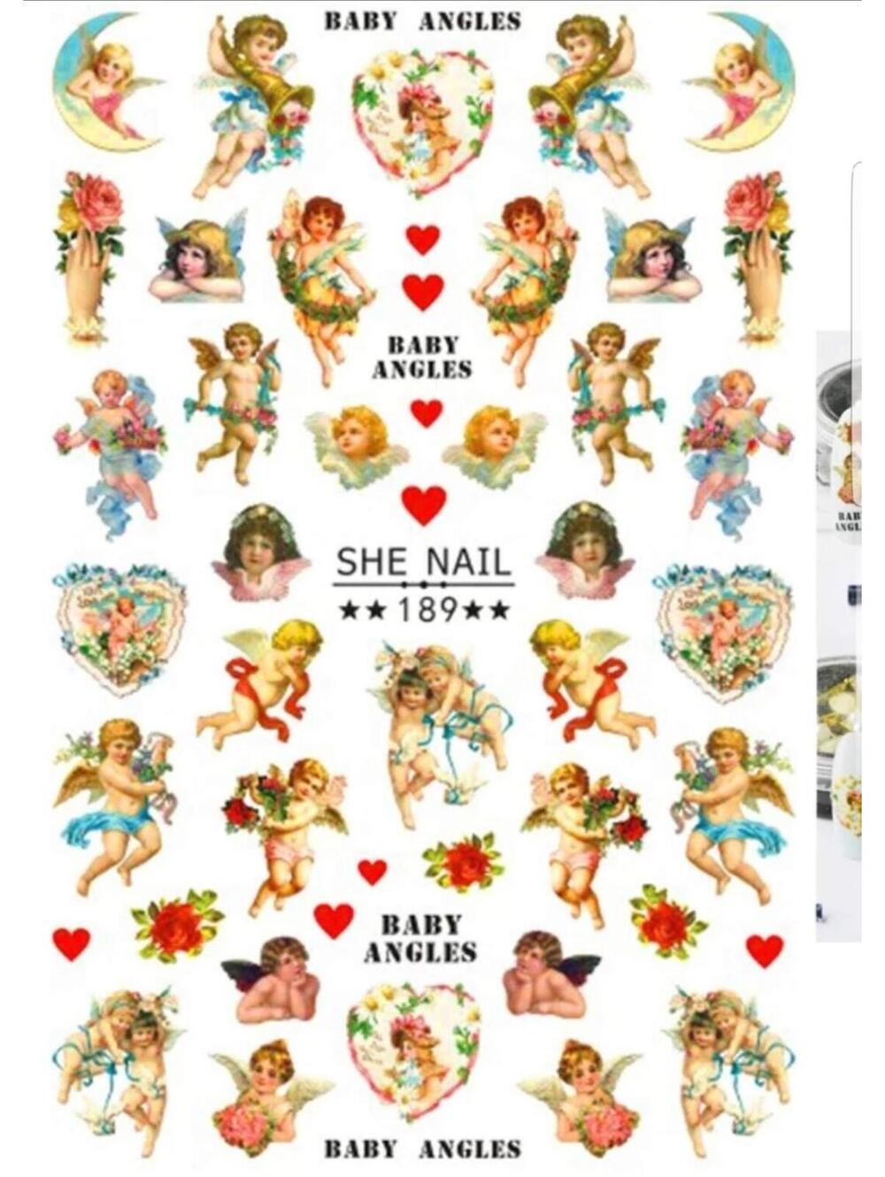 2 pack Cherub Angel Nail Stickers Art DIY Designs Decor Waterproof Decal Mani